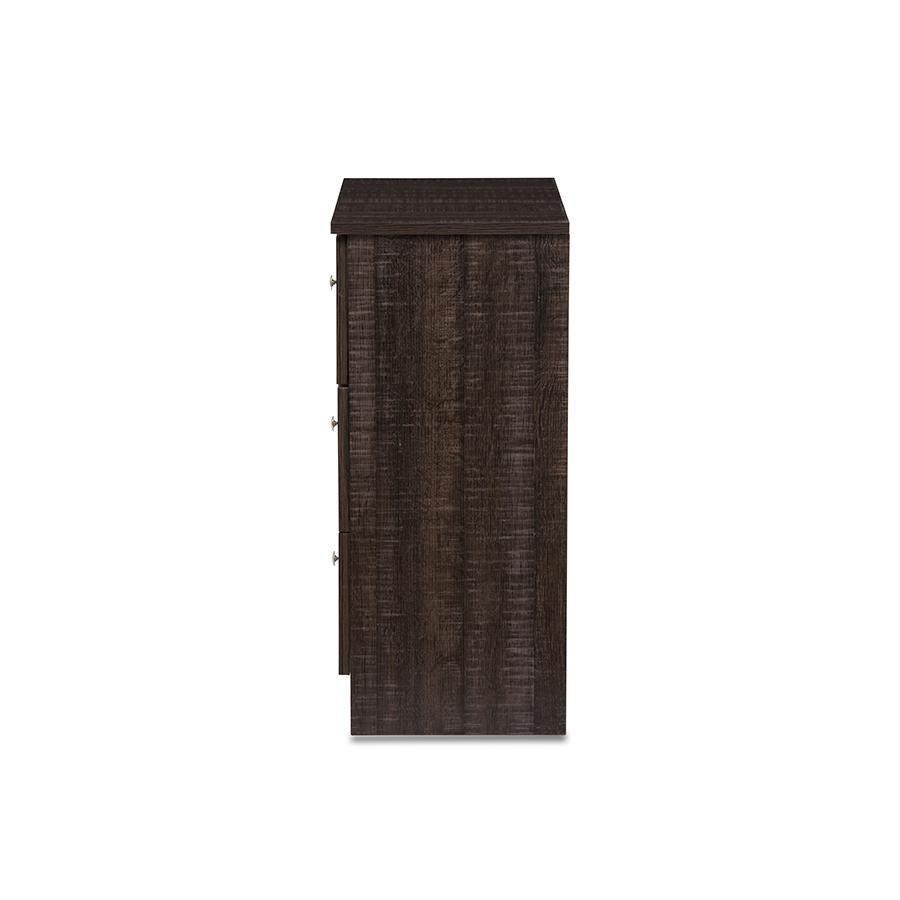 Espresso Brown Wood 3-Drawer Storage Chest. Picture 3