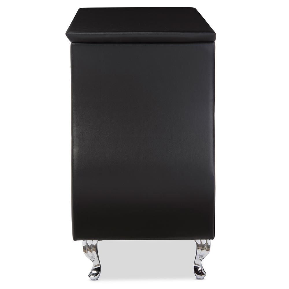 Enzo Modern and Contemporary Black Faux Leather 6-Drawer Dresser. Picture 2
