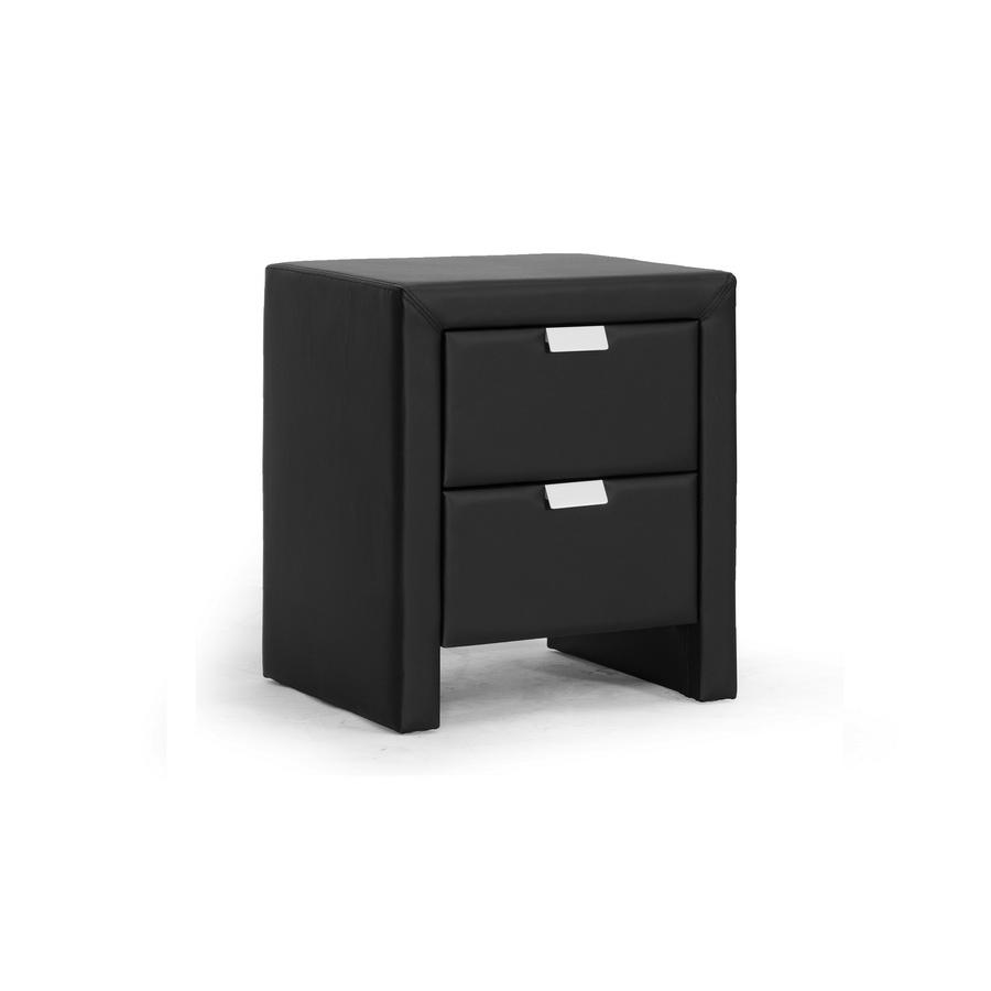 Black Upholstered Nightstand. Picture 1