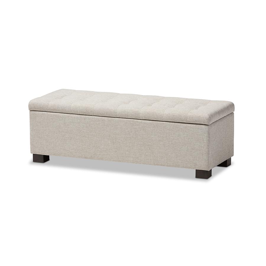 Grid-Tufting Storage Ottoman Bench. Picture 1
