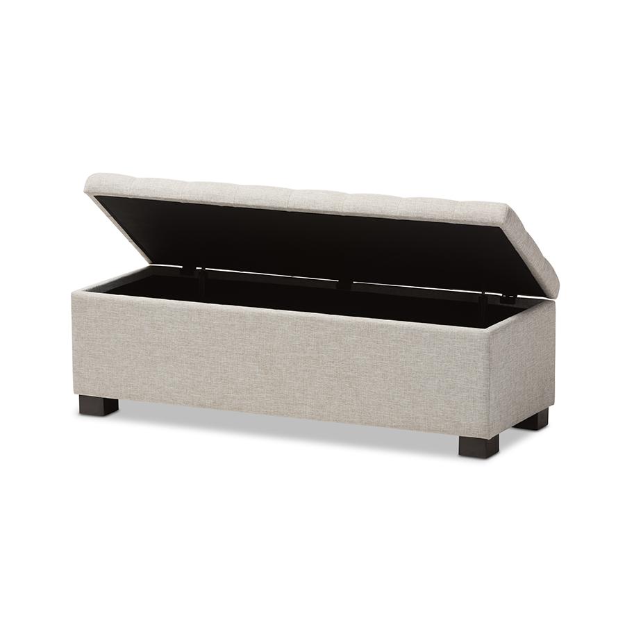 Grid-Tufting Storage Ottoman Bench. Picture 2