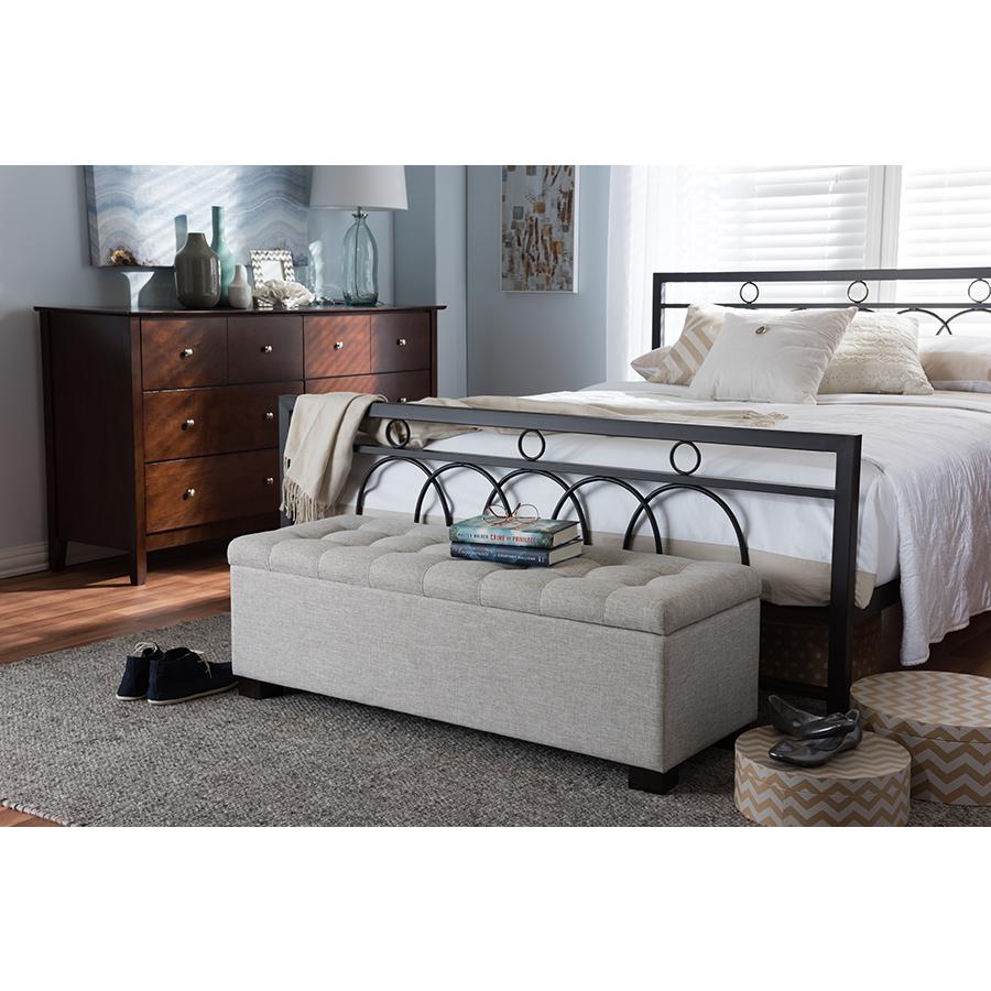 Grid-Tufting Storage Ottoman Bench. Picture 4