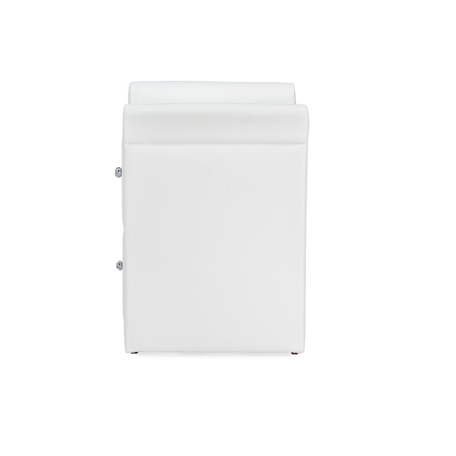 Matte White PU Leather 2 Storage Drawers NightstBedside Table. Picture 3