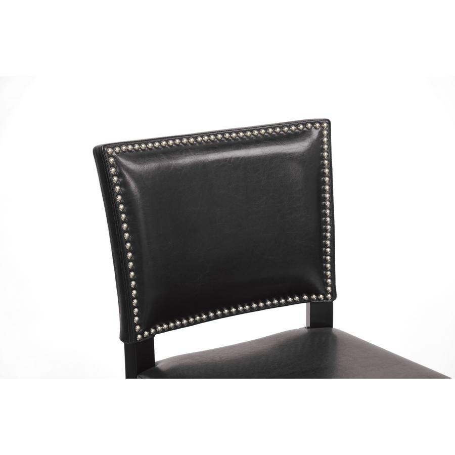 Baxton Studio Aries Black Modern Bar Stool with Nail Head Trim (Set of 2). Picture 2