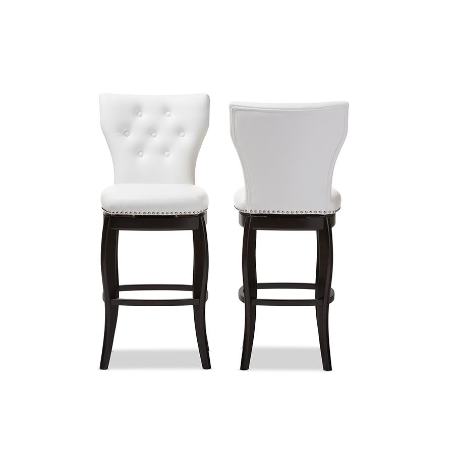 Leather Upholstered Button-tufted 29-Inch 2-Piece Swivel Bar Stool Set. Picture 5