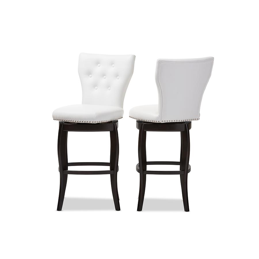 Leather Upholstered Button-tufted 29-Inch 2-Piece Swivel Bar Stool Set. Picture 2