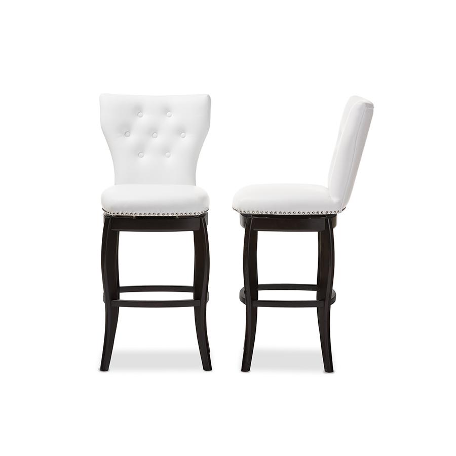 Leather Upholstered Button-tufted 29-Inch 2-Piece Swivel Bar Stool Set. Picture 3