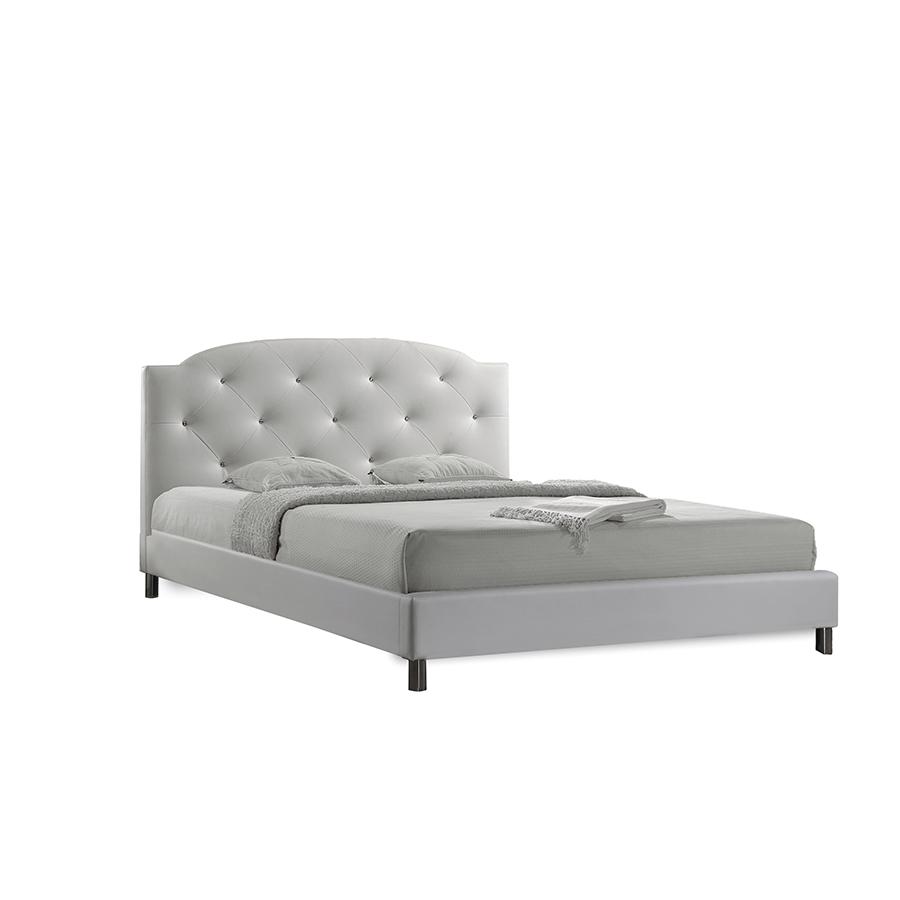 White Leather Full-Size Bed. Picture 2