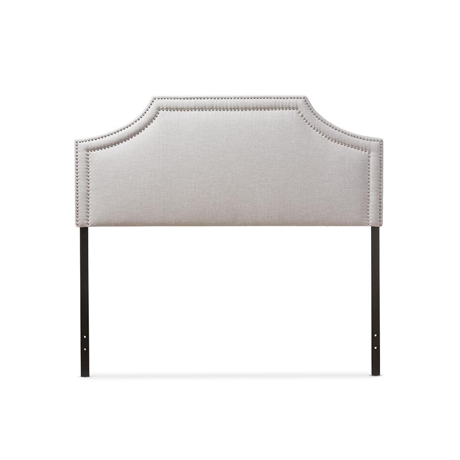 Avignon Modern and Contemporary Grayish Beige Fabric Upholstered Full Size Headboard Greyish Beige. Picture 1