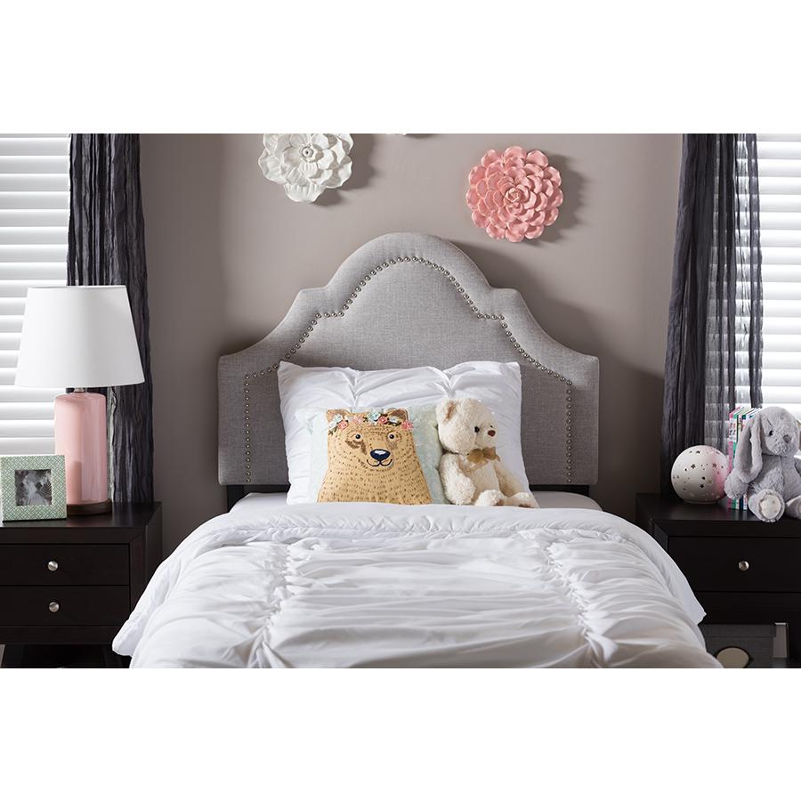 Rita Modern and Contemporary Grayish Beige Fabric Upholstered Twin Size Headboard Greyish Beige. Picture 4