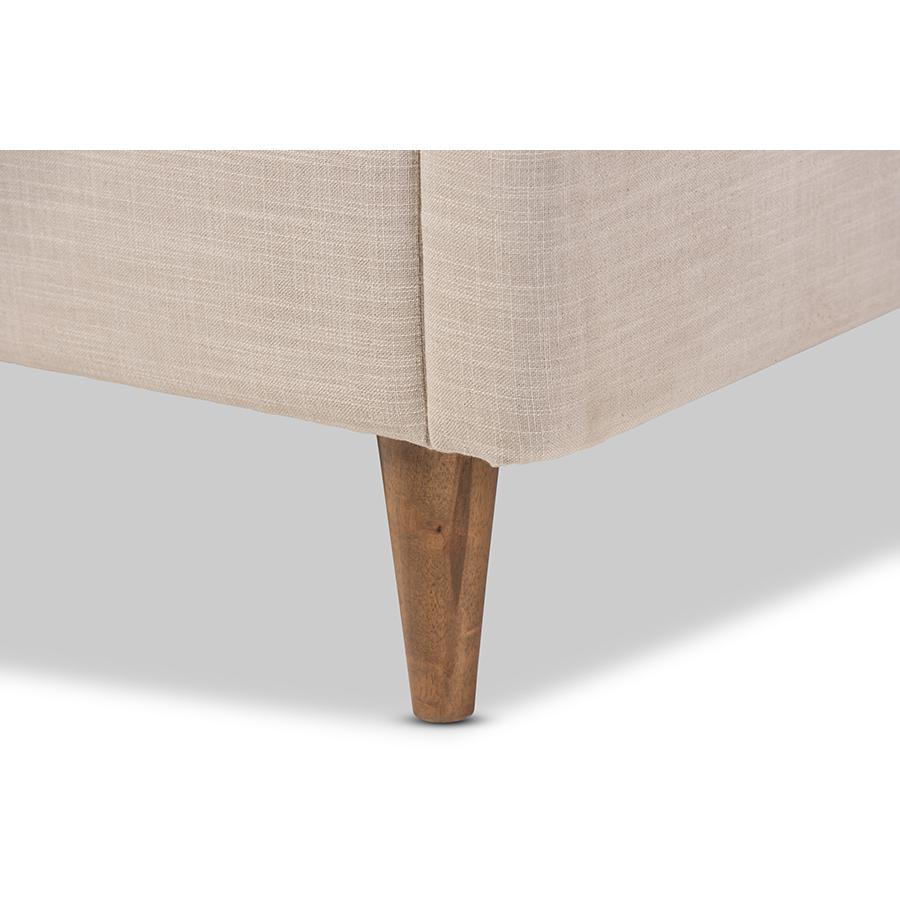 Baxton Studio Hannah Mid-Century Modern Beige Linen Queen Size Platform Bed. Picture 4