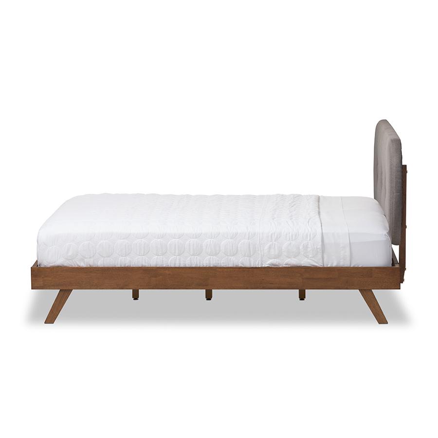 Solid Walnut Wood Grey King Size Platform Bed. Picture 4