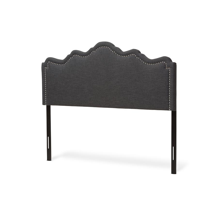 Nadeen Modern and Contemporary Dark Grey Fabric Full Size Headboard. Picture 1