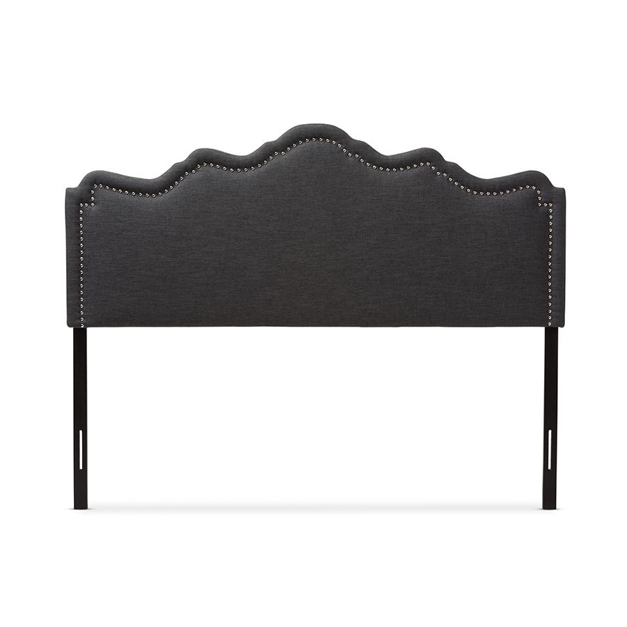 Nadeen Modern and Contemporary Dark Grey Fabric Full Size Headboard. Picture 2