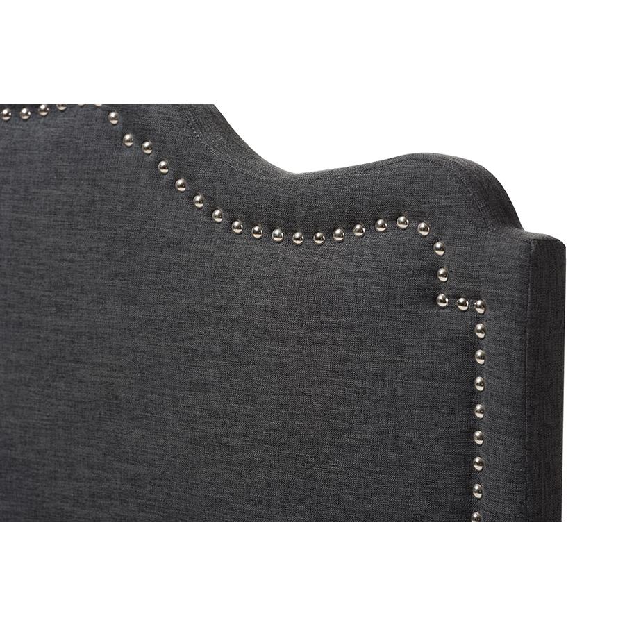 Nadeen Modern and Contemporary Dark Grey Fabric Full Size Headboard. Picture 3