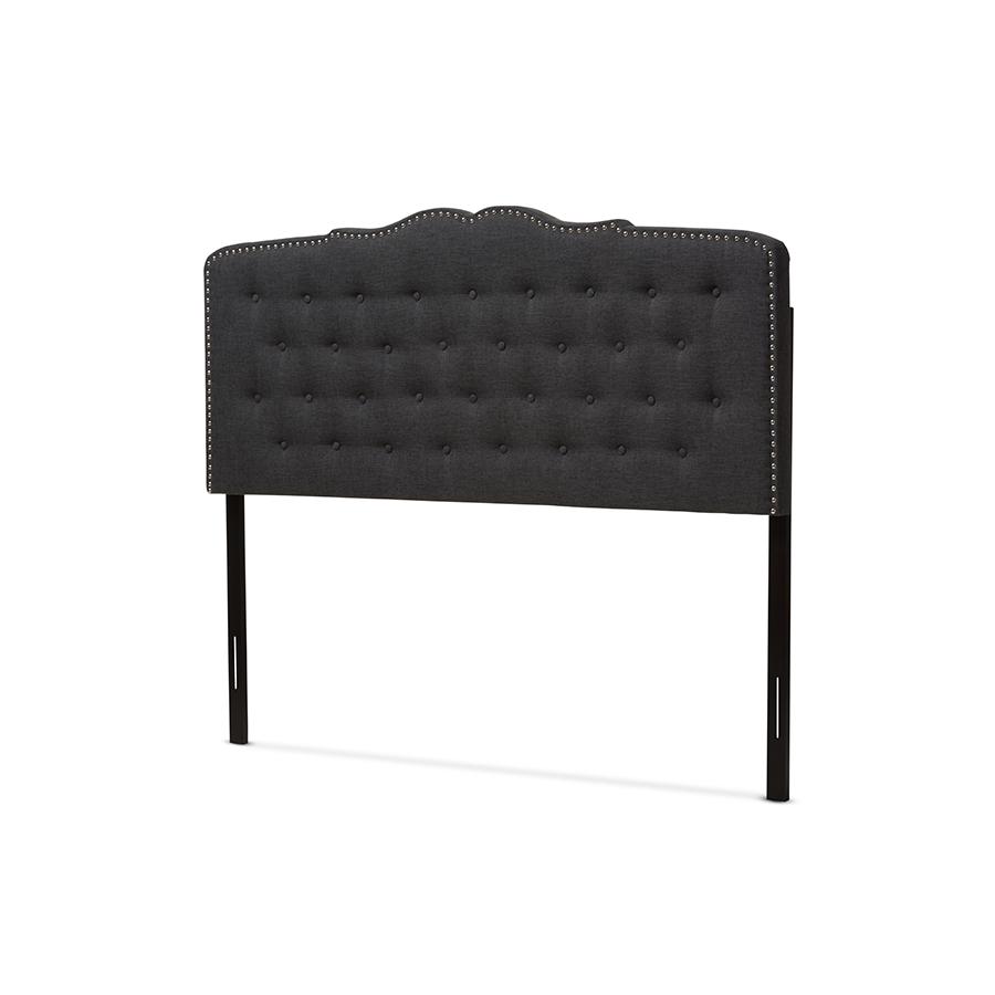 Lucy Modern and Contemporary Dark Grey Fabric King Size Headboard. Picture 1