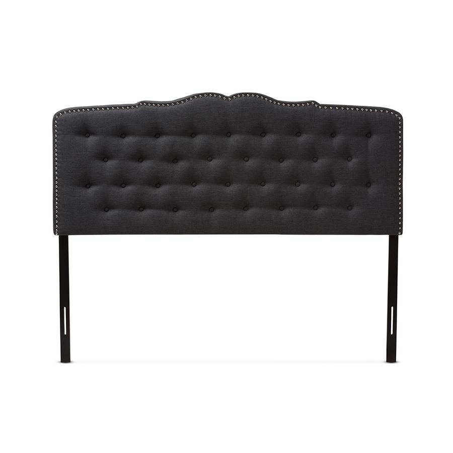 Lucy Modern and Contemporary Dark Grey Fabric King Size Headboard. Picture 2
