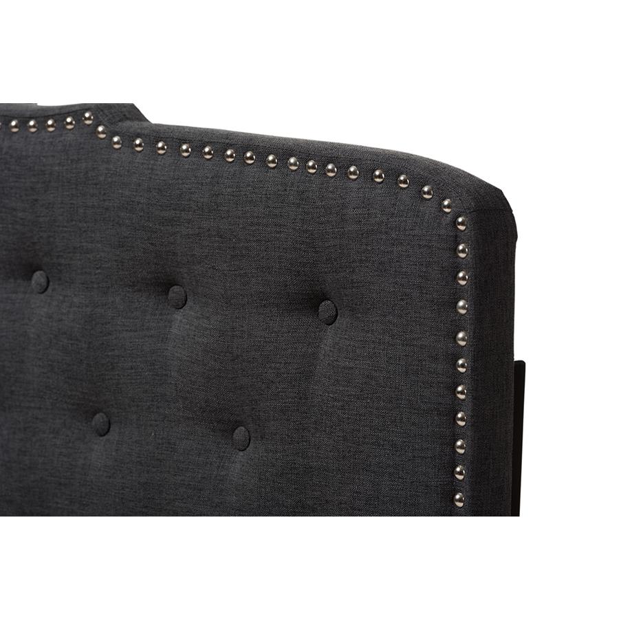 Lucy Modern and Contemporary Dark Grey Fabric King Size Headboard. Picture 3