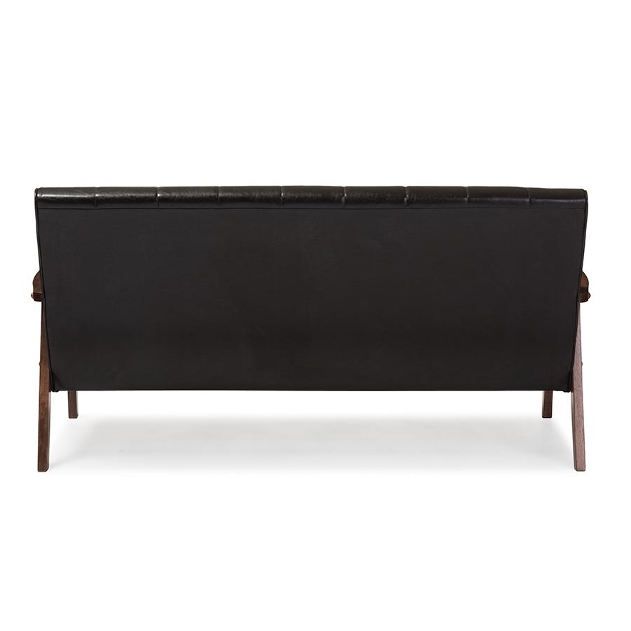 Leather Wooden 3-Seater Sofa. Picture 3