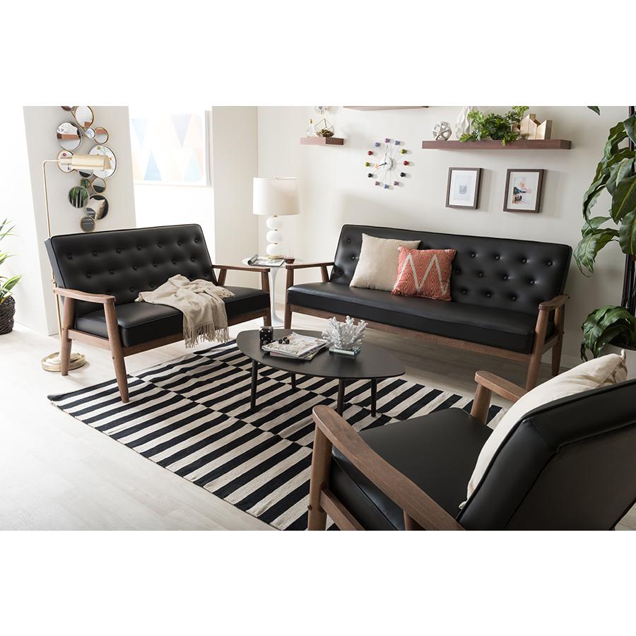 Leather Upholstered Wooden 3 Piece Living room Set. Picture 2