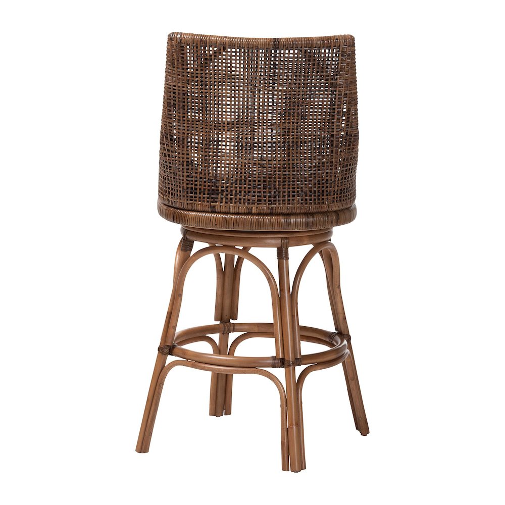 Bella Swivel Rattan Bar Stool w/ Cushion, Coffee Bean. Picture 5