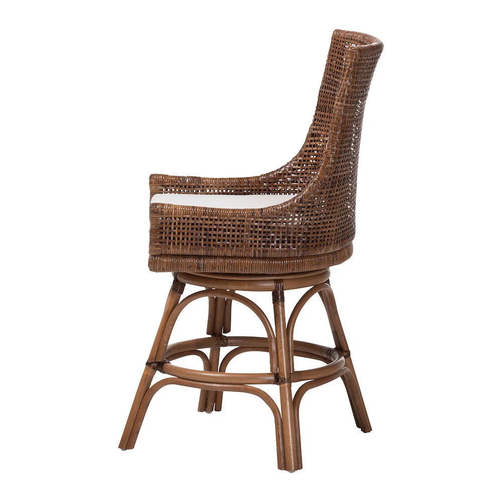 Bella Swivel Rattan Counter Stool w/ Cushion, Coffee Bean. Picture 4