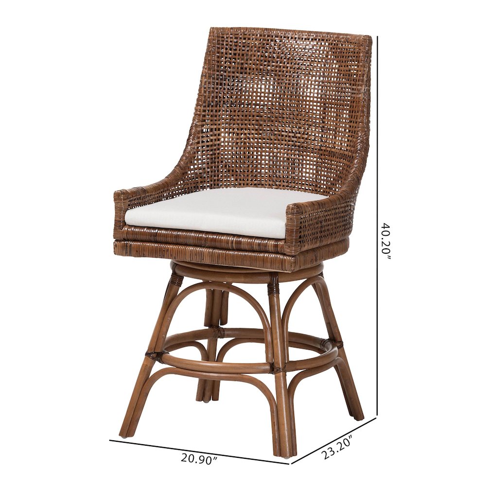 Bella Swivel Rattan Counter Stool w/ Cushion, Coffee Bean. Picture 10
