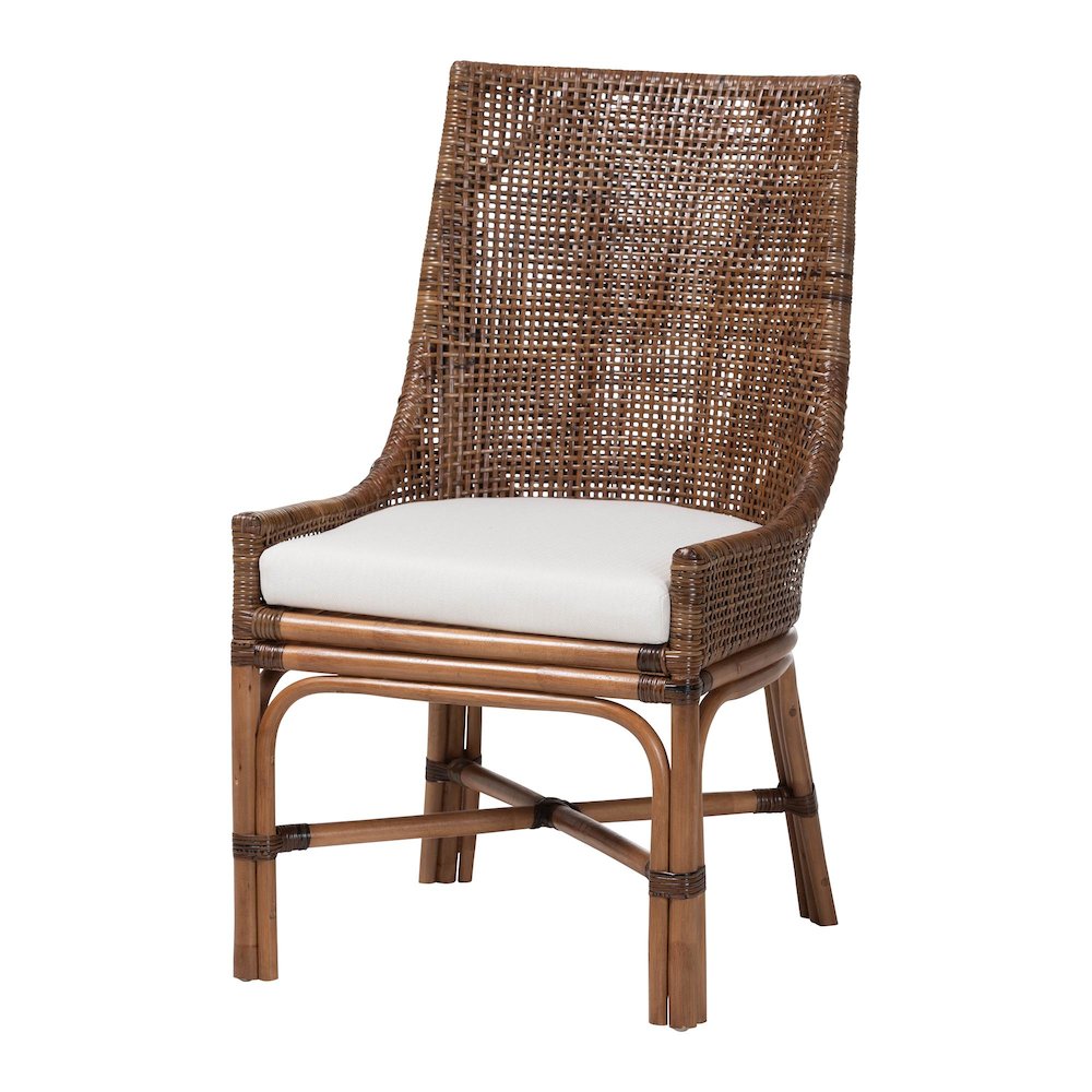 Bella Rattan Dining Chair w/ Cushion, Coffee Bean. Picture 1