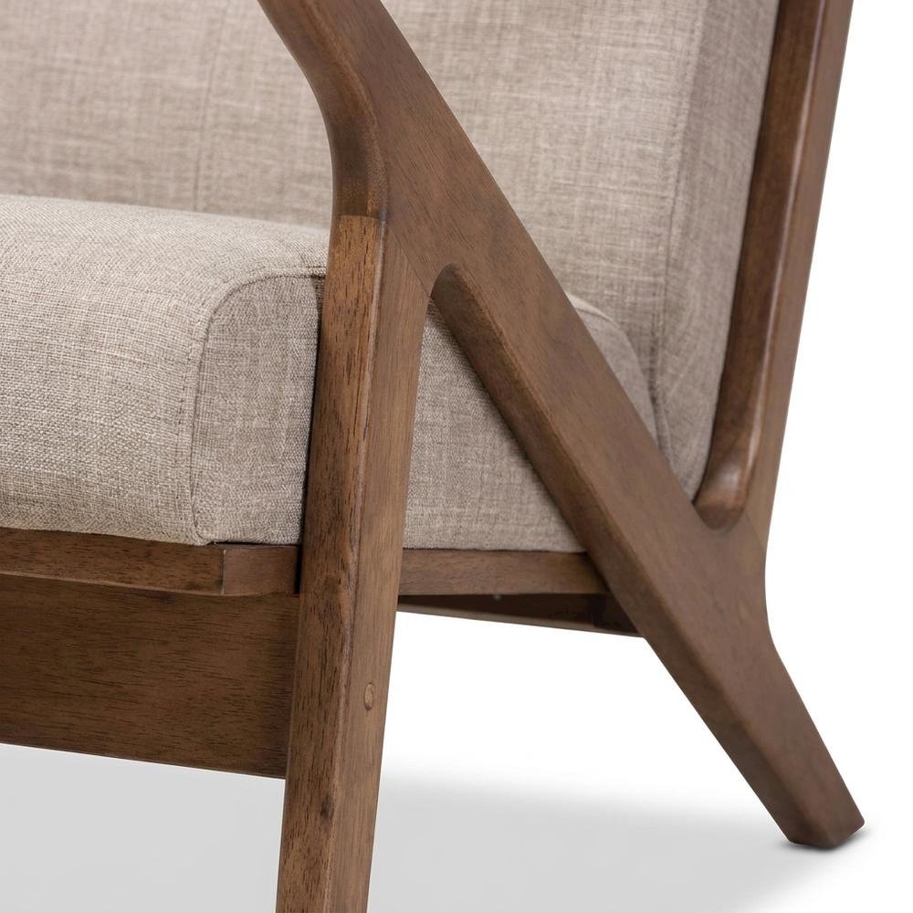 Mid-Century Modern Fabric Tufted Lounge Chair, Accent Chair, Light. Picture 8