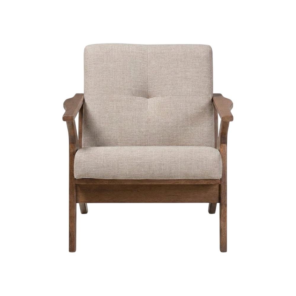 Mid-Century Modern Fabric Tufted Lounge Chair, Accent Chair, Light. Picture 2
