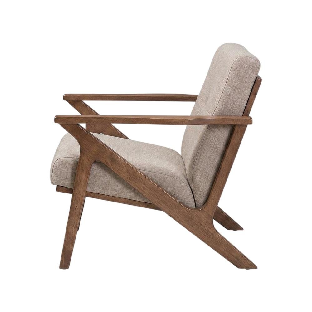 Mid-Century Modern Fabric Tufted Lounge Chair, Accent Chair, Light. Picture 5