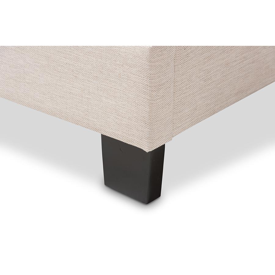 Emerson Modern and Contemporary Light Beige Fabric Upholstered Full Size Bed. Picture 5
