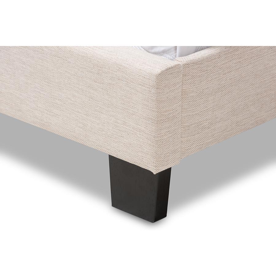 Cassandra Modern and Contemporary Light Beige Fabric Upholstered Queen Size Bed. Picture 5