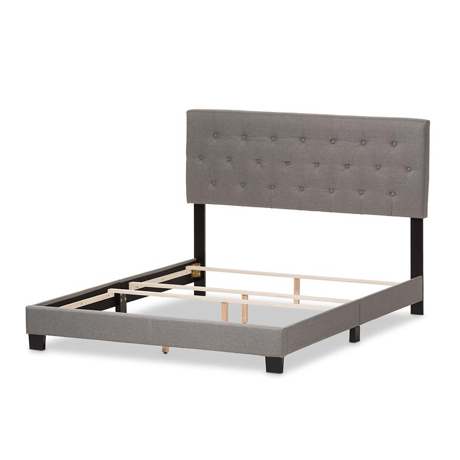 Cassandra Modern and Contemporary Light Grey Fabric Upholstered Full Size Bed. Picture 3