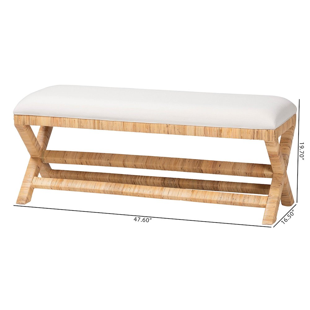 Christy Natural Rattan Bench. Picture 8