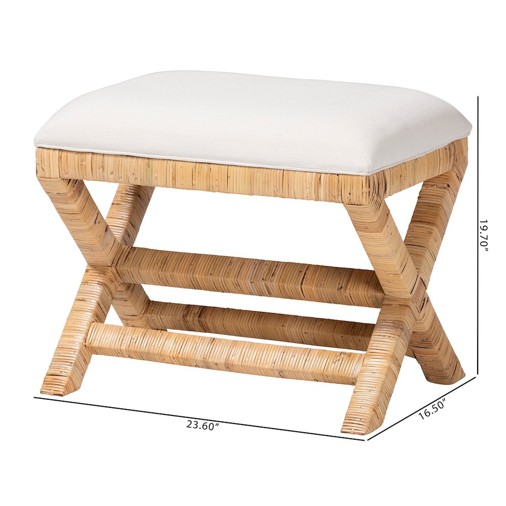 Christy Natural Rattan Ottoman. Picture 8