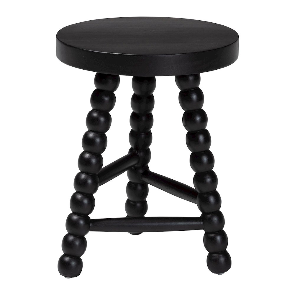 David Acacia Wood Multipurpose Accent Stool - Turned Bobbin Decorative, Black. Picture 2