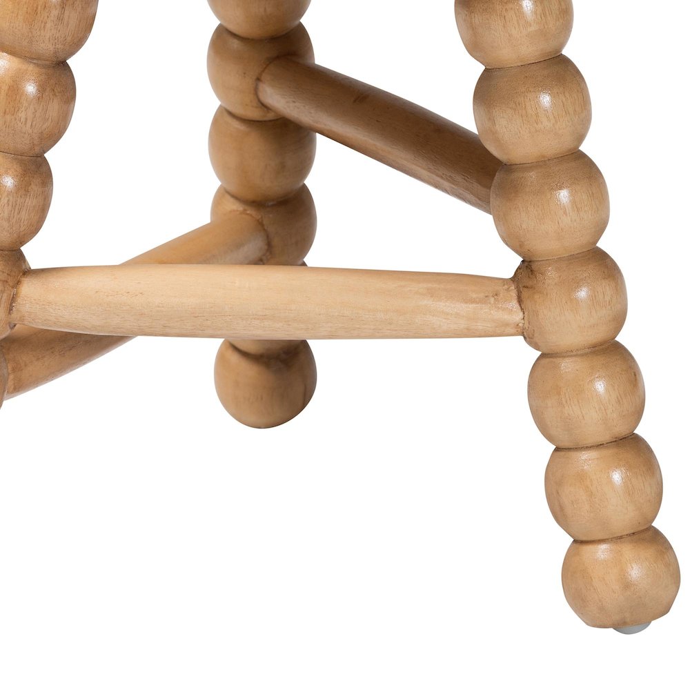 David Acacia Wood Multipurpose Accent Stool - Turned Bobbin, Natural Brown. Picture 3