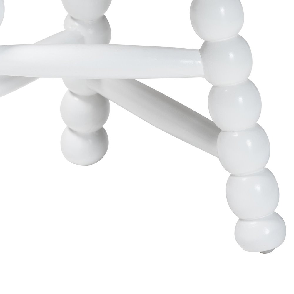 David Acacia Wood Multipurpose Accent Stool - Turned Bobbin Decorative, White. Picture 3