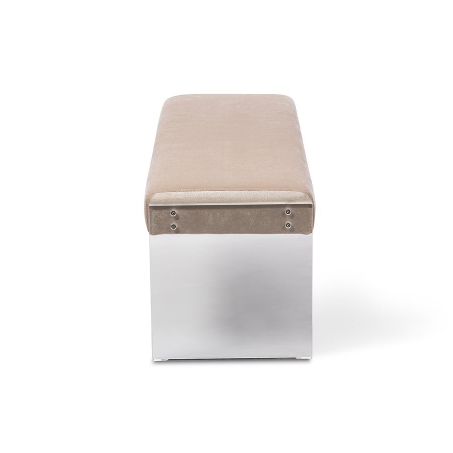 Microsuede Lux Bench with Paneled Acrylic Legs. Picture 3
