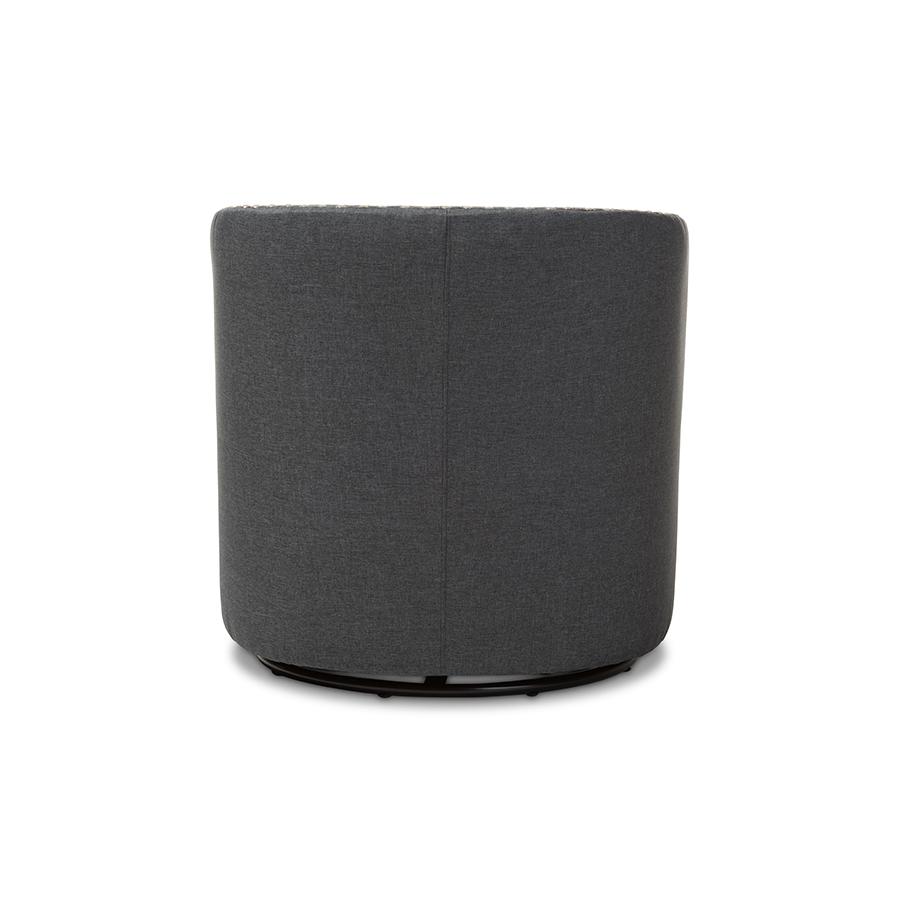 Baxton Studio Finley Mid-century Modern Grey Fabric Upholstered Swivel Armchair. Picture 3