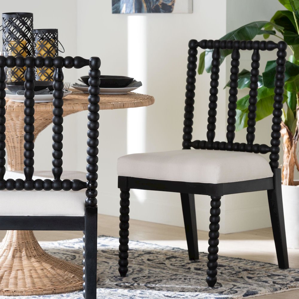 Deya Bobbin Dining Chair, Black. Picture 3