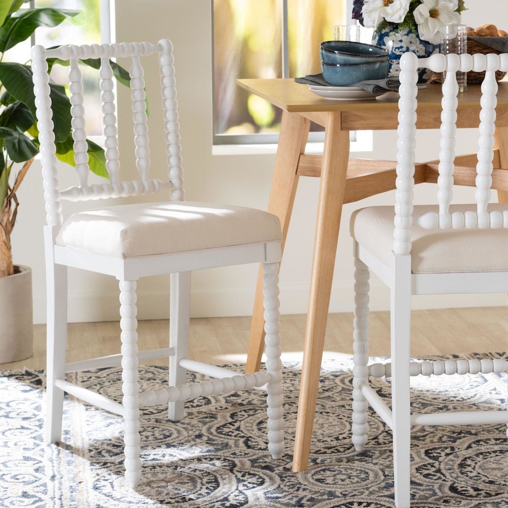 Deya Bobbin Counter Stool, White. Picture 3