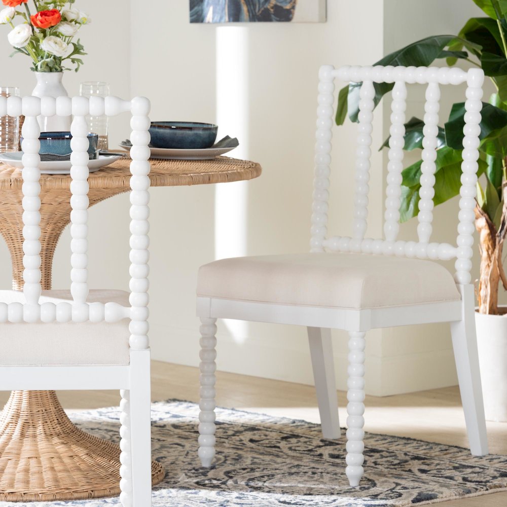 Deya Bobbin Dining Chair, White. Picture 3