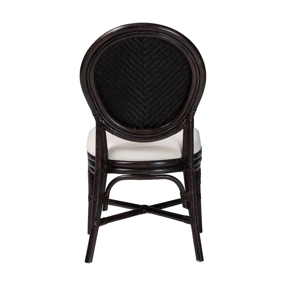 Elmer Natural Rattan Dining Chair - Handwoven Wicker Accent Chair, Espresso. Picture 4