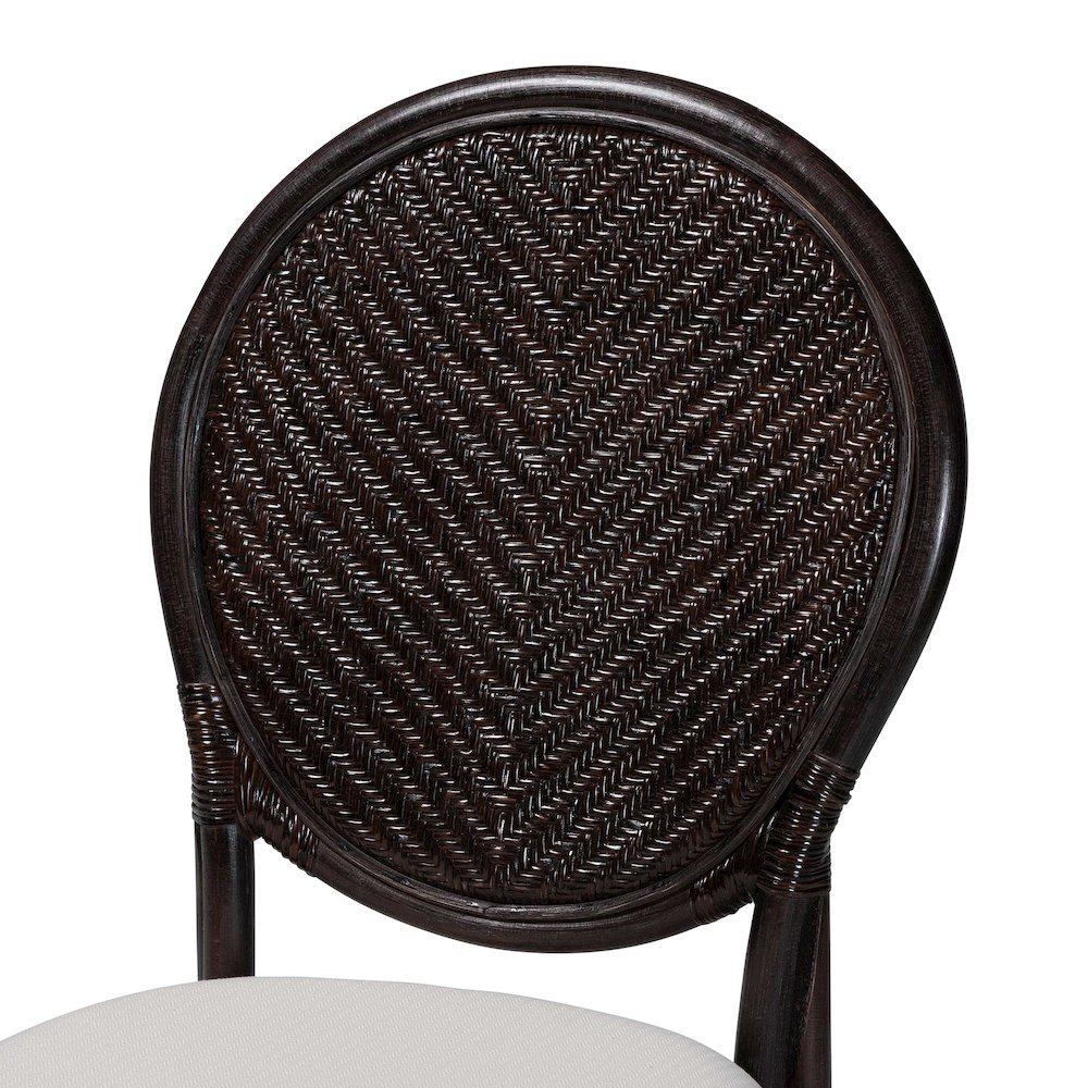 Elmer Natural Rattan Dining Chair - Handwoven Wicker Accent Chair, Espresso. Picture 5