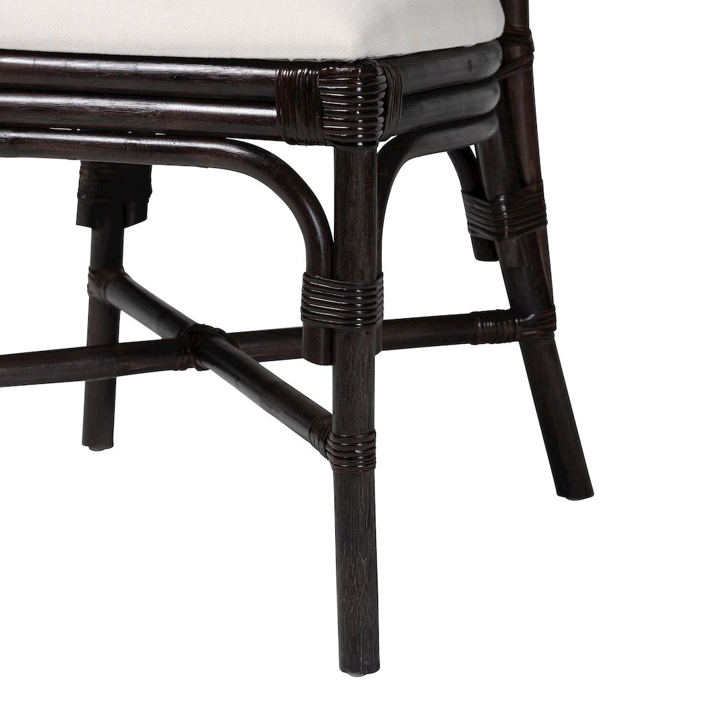 Elmer Natural Rattan Dining Chair - Handwoven Wicker Accent Chair, Espresso. Picture 6