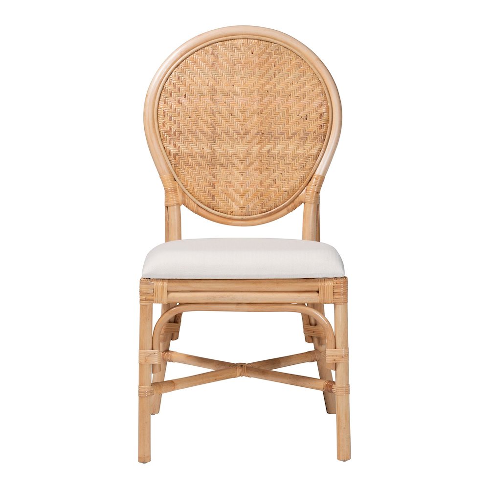 Elmer Natural Rattan Dining Chair - Handwoven Wicker Accent, Natural Brown. Picture 2