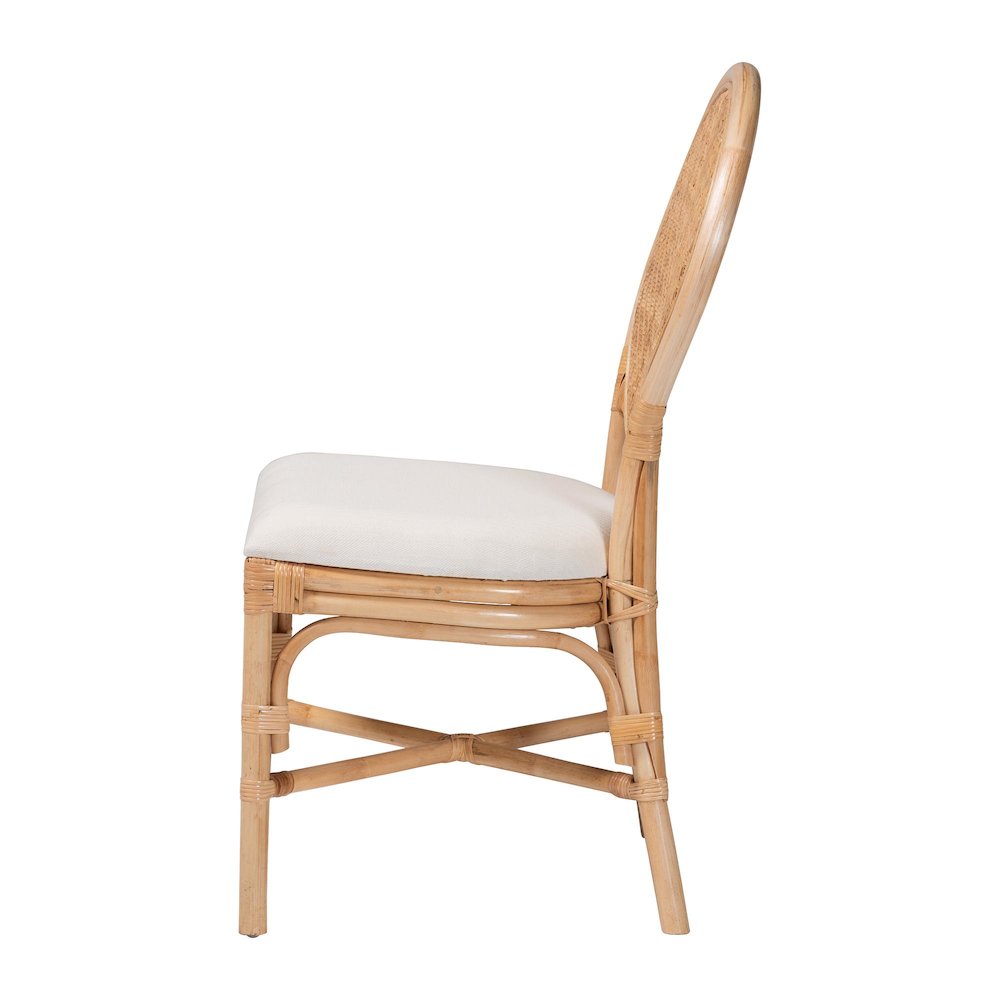 Elmer Natural Rattan Dining Chair - Handwoven Wicker Accent, Natural Brown. Picture 3