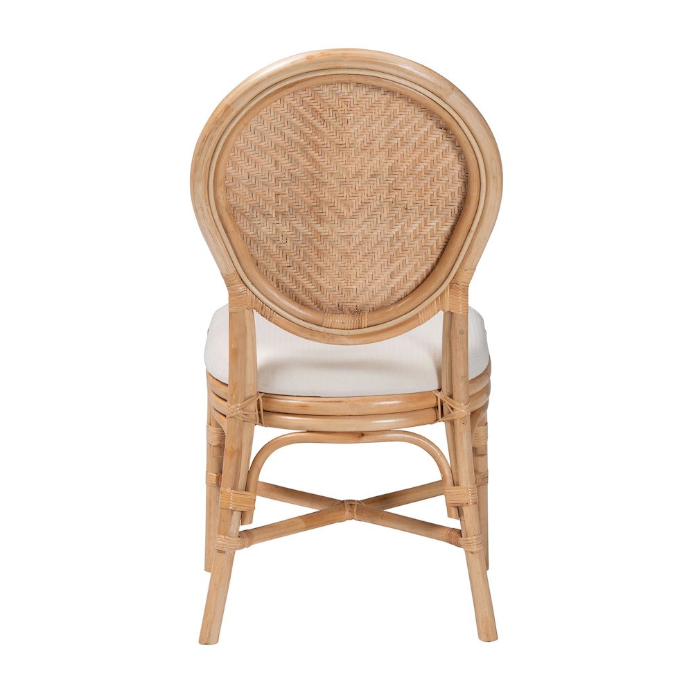 Elmer Natural Rattan Dining Chair - Handwoven Wicker Accent, Natural Brown. Picture 4